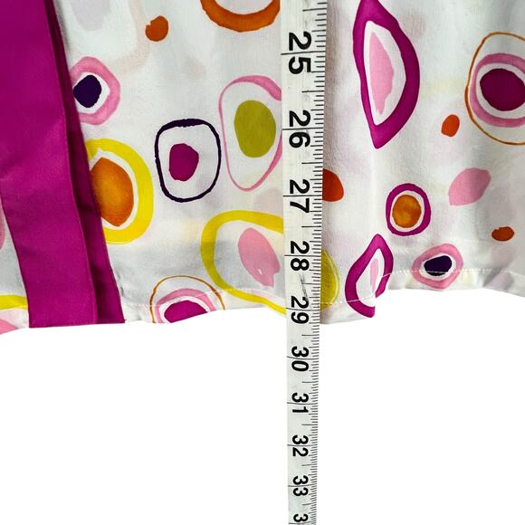 Koos Of Course Vintage Blouse Womens L Pink White Silk Abstract 90s Retro Top - Picture 8 of 14